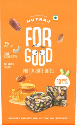 Nutraj Nutty Date Bites 150g (15g x 10), Desi Ghee Barfi, Sweet Dry Fruits Barfi, Dates, Almonds, Cashews, Pistachios(1 x 150 g)