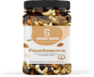 Granic Farms Mix Dry Fruits | Panchmeva | Almond|Cashew|Dates|Black Raisin|Green Raisin|(500 g)