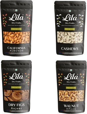 lila dry fruits Almond(250gm), Cashew (250gm), Walnut (250gm) & Figs(250 gm) Combo Almonds, Cashews, Walnuts, Figs(4 x 250 g)