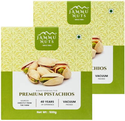 Jammu Nuts Healthy Roasted & Salted Pistachios | Gluten-Free Pista | Rich in Nutrients Pistachios(2 x 500 g)