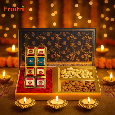 ketosy Premium Diwali Gift Box with Almonds, Cashews, Chocolates, Diyas & Candles Almonds, Cashews(1 x 250 g)