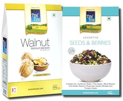Tim Tim Premium Broken Walnut Kernels 250g and Premium Seeds and Berries 250g, Walnuts(2 x 250 g)