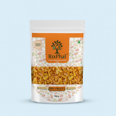 RixPhal Premium Quality Golden Raisins 500g | Natural Kishmish | Hygienically Packed Raisins(1 x 500 g)
