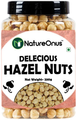 NatureOnus Premium Hazelnuts 250gms | Healthy & Delicious Hazel Nuts For Eating Hazelnuts(1 x 250 g)
