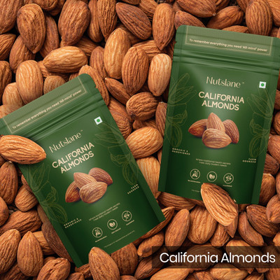 Nutslane Premium Pure California Almond /Badam 400g, Real Nuts, High in Fiber, Dry Fruits Almonds(2 x 200 g)