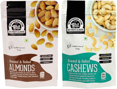 WONDERLAND Foods Roasted & Salted Almonds & Cashew 200 g Almonds(2 x 200 g)
