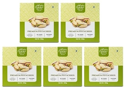 Jammu Nuts Healthy Roasted & Salted Pistachios | Crunchy Pista | Rich in Nutrients Pistachios(5 x 500 g)