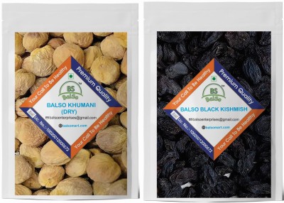 BalSo Dried Apricots(200g) BlackRaisins(200g) (Khumani)(Kishmish) DryFruits Pack Of 2 Apricots, Raisins(2 x 200 g)