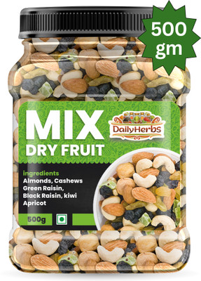 DAILYHERBS Mixed Dry fruits Almonds, Cashews, Raisins, Apricots, Kiwi(500 g)