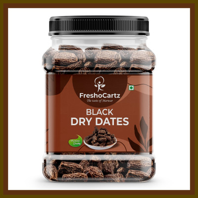 FreshoCartz Jumbo Black Dry Dates | Kala Sukha Khajoor | Dry Chuhara | Dry Dates(1 x 1000 g)
