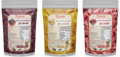 YUGANTAR Combo of Dried Cranberries, Pineapple Slices, Strawberries 200g Each (Pack of 3) Cranberries, Pineapple, Strawberries(3 x 200 g)