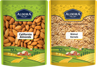 Aldeira Premium California Almonds (400g) Walnut (400g) Dryfruits Combo Pack of 2 Almonds, Walnuts(2 x 400 g)