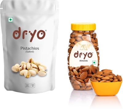dryo Natural Healthy Combo Pack of Lightly Salted Pistachio 500g & Californian Almond 250g Pack of 2 (DR104) Pistachios, Almonds(2 x 375 g)