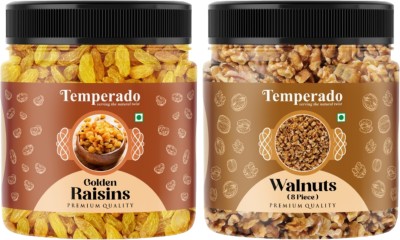 Temperado Green Raisin (100gm) & Walnuts(100gm) Combo | Kishmish Akhrot Combo Walnuts, Raisins(2 x 100 g)