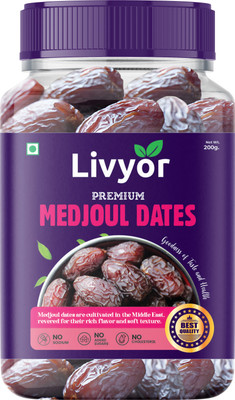 LIVYOR Medjool/Medjoul Dates | Khajoor | Khajur Dry Fruits Dates(1 x 200 g)