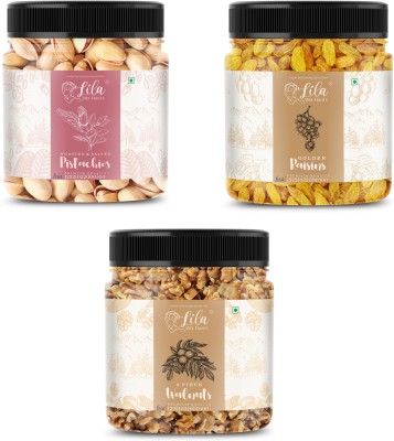 lila dry fruits Pistachios (500gm),Walnuts(500gm) & Green Raisin(500gm) Combo | Dry Fruits Combo Pistachios, Walnuts, Raisins(4 x 0.09 kg)