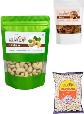 LALLANTOP Cashew 500g | Anjeer 250g | Makhana gold 100g Healthy Dry Fruits Combo Pack Cashews, Figs, Fox Nut(3 x 283.33 g)