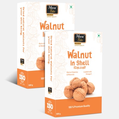 MEVABITE Premium Natural Chilean Walnut With Shell - Akhrot (1Kg) | Dry Fruits Value Pack Walnuts(2 x 500 g)