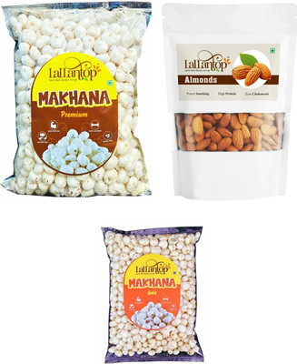 LALLANTOP Makhana gold 250g | Makhana Premium 250g | Almonds 500g Dry Fruits Combo Fox Nut, Figs(3 x 333.33 g)