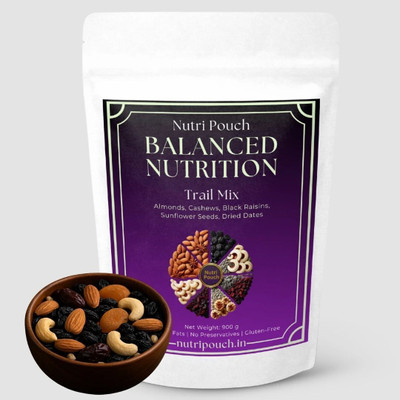 Nutri Pouch Balanced Nutrition Mix - Premium Dry Fruits Mix Blend | Almonds, Cashews, Raisins, Dry Dates, Assorted Seeds & Nuts(1 x 900 g)