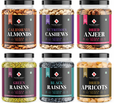 Nature Purify Dry Fruits Combo Pack 1.5kg (250g Each All Premium) Almonds, Cashews, Figs, Apricots, Raisins  (6 X 0.25 Kg) For Rs. 797 @ 65 %