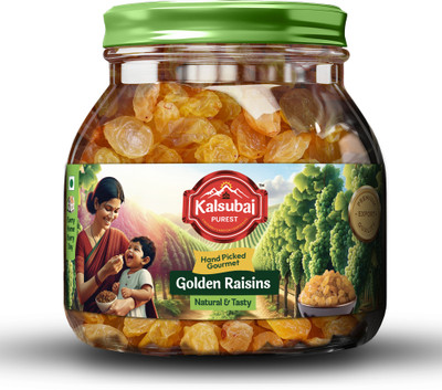 KALSUBAI PUREST Golden Raisins | Best Natural Dried Seedless Raisins, Pure Healthy Snack Raisins Raisins(1 x 300 g)