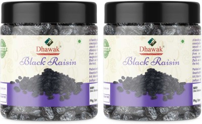 Dhawak Afghan Black Raisins |Kali Kismis | Dried Kishmish Without Seeds| [Jar Pack] Raisins(2 x 250 g)