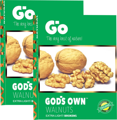 Go Organic Extra Light Broken Walnuts kernels (250gm x2) Walnuts(2 x 250 g)