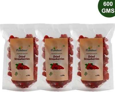 Farmbean Premium Dried Strawberry|Dehydrated Strawberry | Real dried fruit Strawberries(3 x 200 g)