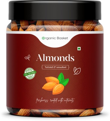 Organic Basket California Almonds | High in Fiber & Boost Immunity | Real Nuts (Jar Pack) Almonds(500 g)