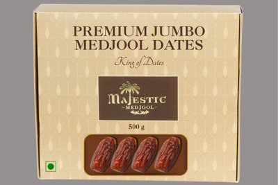 Majestic Medjool Super Jumbo Medjool Dates 500g | Premium, Soft, Sweet & High-Fiber Snack Dates(1 x 500 g)