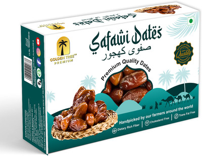 Golden Tree Premium Safawi Dates/Khajoor, No Added Sugar, Naturally Sweet & Rich Dates(1 x 500 g)