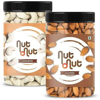 Nut O Nut California Dried Almonds & Whole Cashews Combo | Dry Fruit Combo 500 gm Almonds(2 x 250 g)