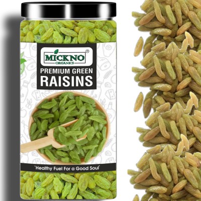 mickno organics Premium Green Raisins Kishmish long Raisins Seedless 200g jar Raisins(200 g)