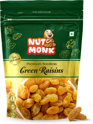 NUT MONK Naturally Sweet Raisins Seedless Green Kishmish for Snacking, Baking & Cooking Raisins(1 x 200 g)