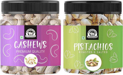 WONDERLAND Foods Premium Quality Dry Fruits Combo Pack in Food Grade Reusable Jars Cashews, Pistachios(2 x 200 g)