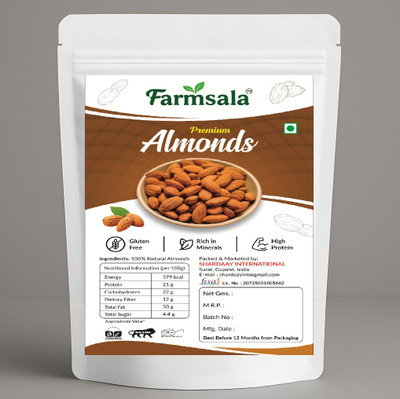 farmsala Natural Premium Almonds 250 GRAMS BADAM Almonds(1 x 250 g)