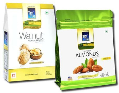 Tim Tim Premium-Broken Walnut Kernels 250g and Almonds 250g, Combo pack Walnuts(2 x 250 g)