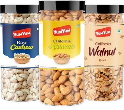 YUM YUM Dry fruits combo pack of Almonds, Cashew & Walnut | akhrot, kaju & badam 750gm - Almonds, Cashews, Walnuts(3 x 250 g)