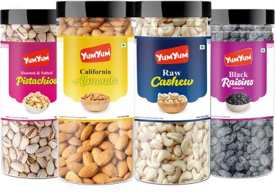 YUM YUM Premium Dry fruit Combo Pack 1Kg - Badam, Kaju, Pista & Black Kishmish 250g Each Almonds, Cashews, Pistachios, Raisins(4 x 0.25 kg)