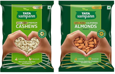 Tata Sampann Combo of Premium Cashew Whole 200gm & California Almonds Whole 200g- Cashews, Almonds(1 x 400 g)