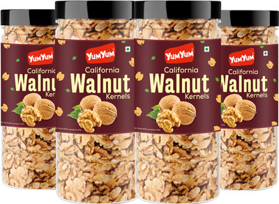 YUM YUM California Walnut Kernels 1kg, Akhrot Giri Dry Fruits (Pack of 4-250g Jar Each)- Walnuts(4 x 0.25 kg)