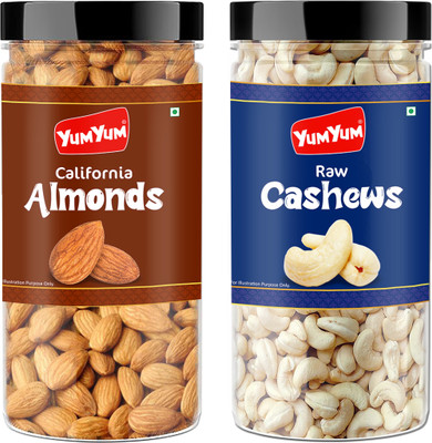 YUM YUM Premium Badam (500g) and Kaju (500g), dry fruits combo pack Almonds, Cashews(2 x 0.5 kg)