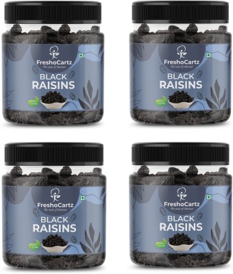 FreshoCartz Afghani Black Raisins | Kali Dakh | Kali Kishmish | Kismis | Daakh |Dried Grapes Raisins(4 x 250 g)