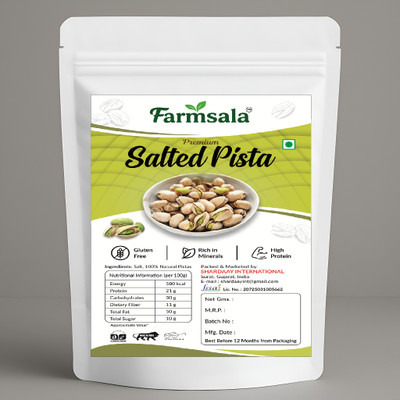farmsala Premium Salted Pistachios ( Pista ) 200 GRAMS Pistachios(1 x 200 g)