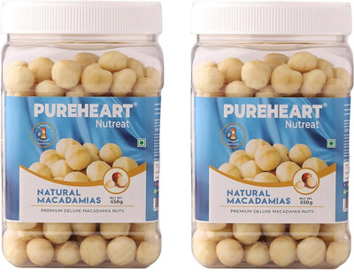 PUREHEART Natural Macadamia - Premium Whole Crunchy & Delicious Nuts/Dry Fruit Macadamia Nuts(2 x 650 g)