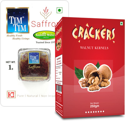 Tim Tim Combo of Premium Saffron 1g and Crackers I Tasty and Crunchy Walnuts(2 x 125 g)