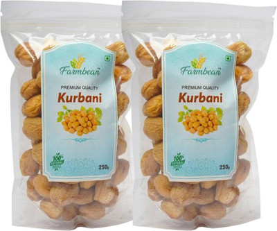 Farmbean Premium Dried Apricots / Jardalu / Kurbani / Khubani (500 g ) Vegan, Sun Dried Apricots(2 x 250 g)
