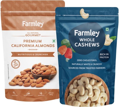 Farmley Dry Fruits Combo Pack of Almonds (250g) Cashews (500g)|Kaju Badam (750g) Almonds, Cashews(2 x 375 g)