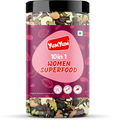 YUM YUM 10 in 1 Women Superfood | Dried Fruits, Nuts & Seeds | Trail Mix | 400g - Assorted Seeds & Nuts(1 x 400 g)